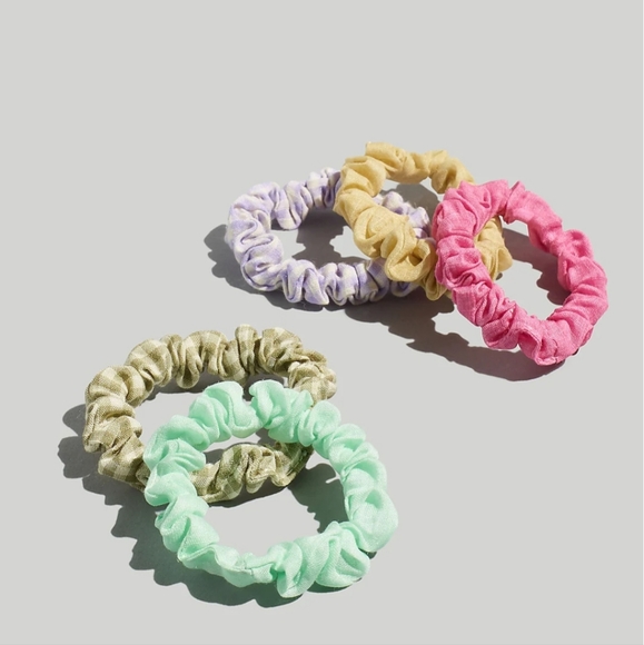 Nwt! Madewell five-pack MWL skinny scrunchie set in aster bloom - Picture 1 of 4